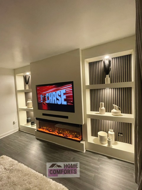 media wall with a contemporary take on the traditional media centre